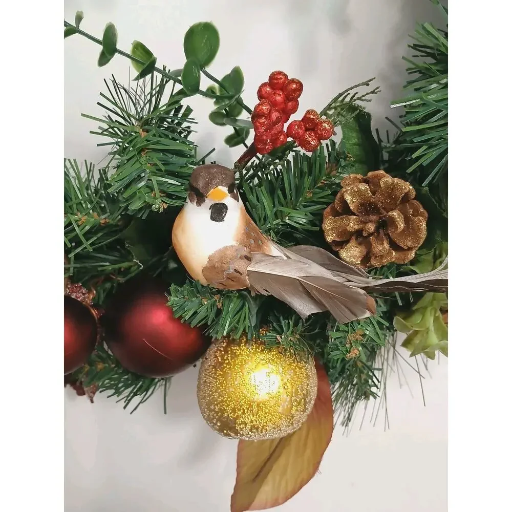 Partridge In Pear Tree Winter Door Wreath Realistic‎ Holiday Crystal Fruit Apple